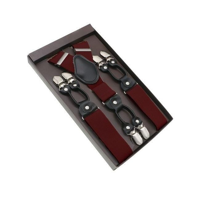 showroomcadeau Bretelles en cuir Bordeaux Bretelles en cuir véritable homme