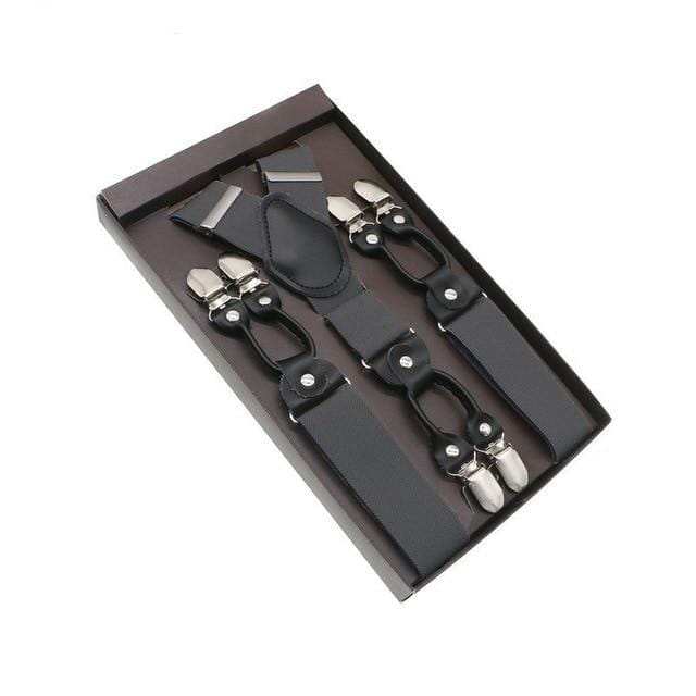 showroomcadeau Bretelles en cuir Gris Bretelles en cuir véritable homme