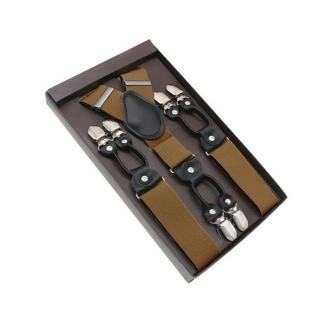 showroomcadeau Bretelles en cuir Marron/Noir Bretelles en cuir véritable homme