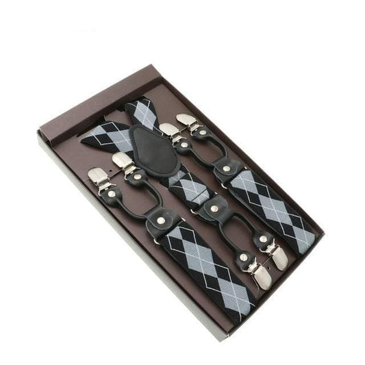 showroomcadeau Bretelles en cuir Noir/Bleu Bretelles en cuir véritable homme