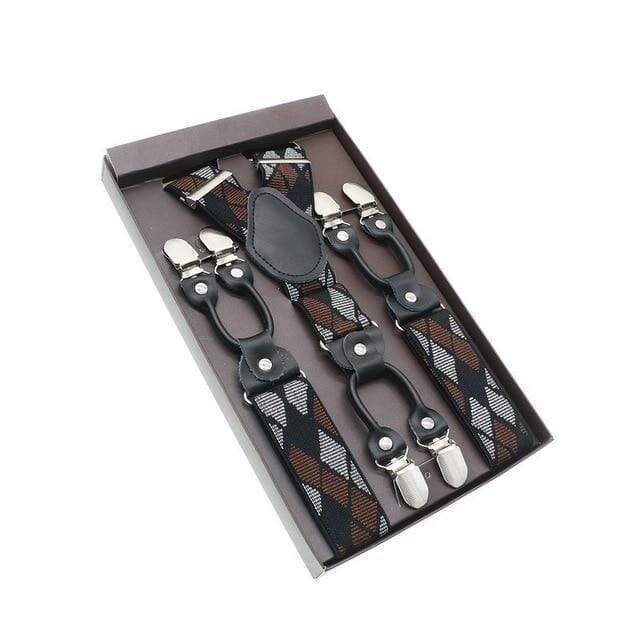 showroomcadeau Bretelles en cuir Noir/Café Bretelles en cuir véritable homme