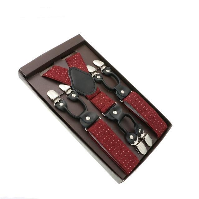 showroomcadeau Bretelles en cuir Rouge/Noir Bretelles en cuir véritable homme
