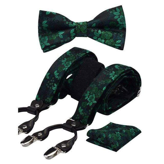 showroomcadeau Bretelles en cuir Vert Set bretelles hommes,bretelles floral en cuir fashion