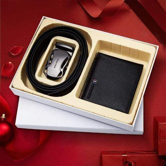 showroomcadeau Ceintures en cuir véritable Ensemble porte-monnaie,ceinture automatique