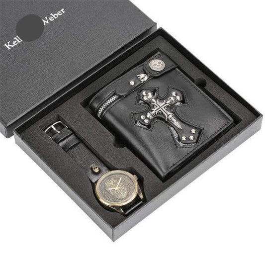 showroomcadeau coffret cadeau Montre Portefeuille Style retro pour hommes et femmes