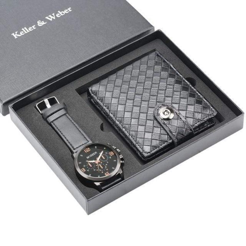 showroomcadeau coffret cadeau Noir Montre Portefeuille ensemble cadeau luxe pour Homme