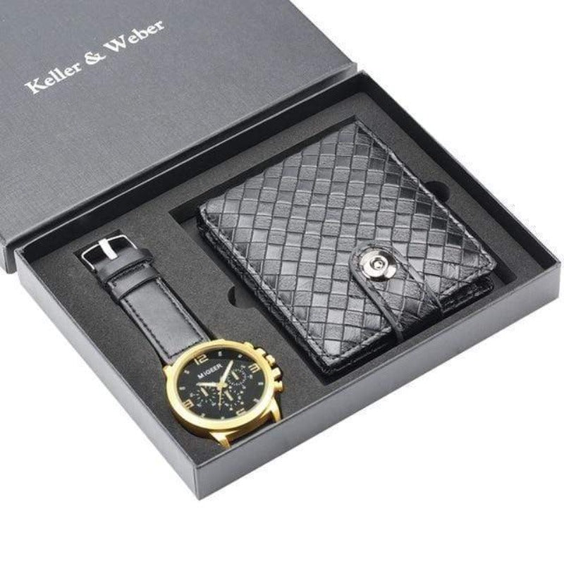 showroomcadeau coffret cadeau OR Montre Portefeuille ensemble cadeau luxe pour Homme