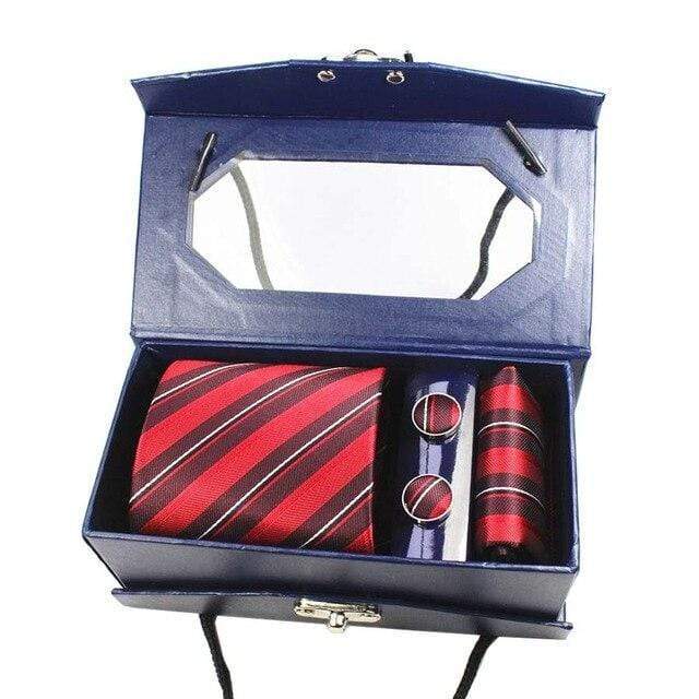 showroomcadeau coffret cravate Bordeaux Cravate mouchoir et manchette assortis