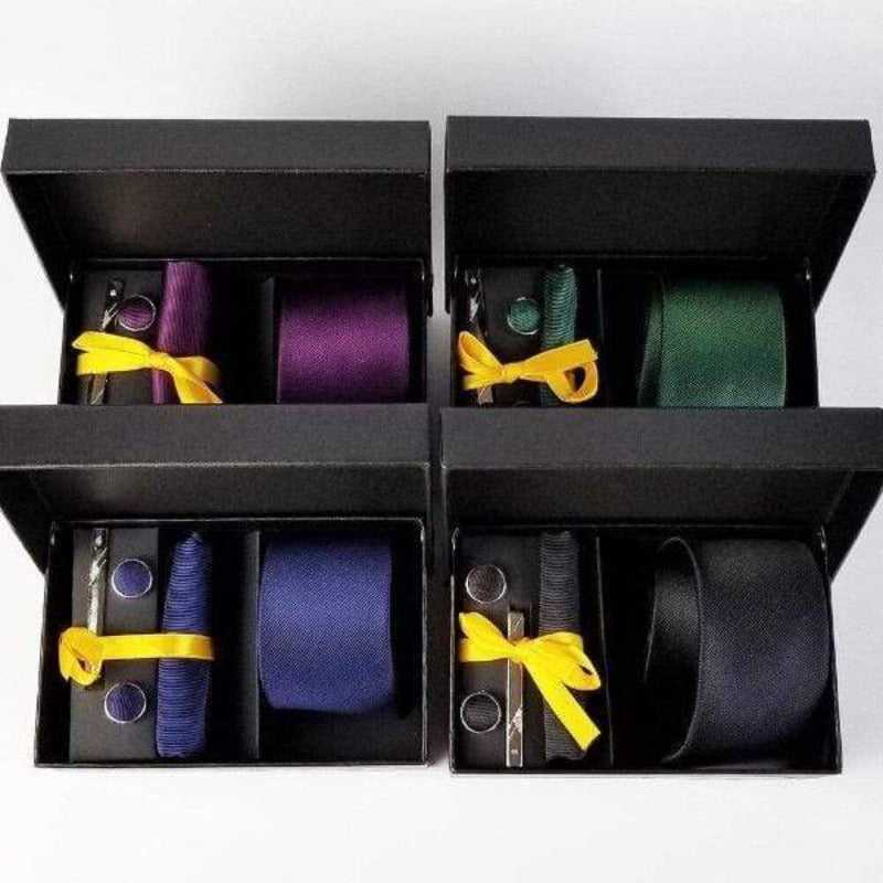showroomcadeau coffret cravate Cravate mouchoir broche boutons de manchette mode hommes