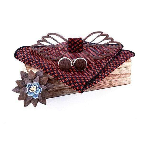showroomcadeau coffret cravate Marron Nœud papillon mouchoir Boutons de manchette pour hommes