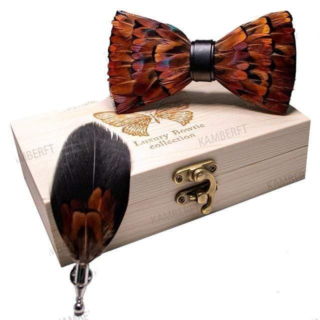 showroomcadeau coffret cravate Orange Original nœud mode plume