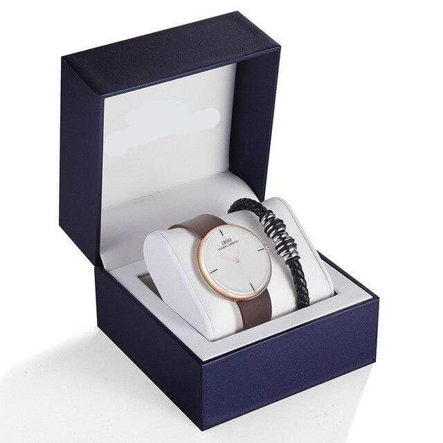 showroomcadeau Coffret montre en cuir Marron Ensemble de montres pour hommes