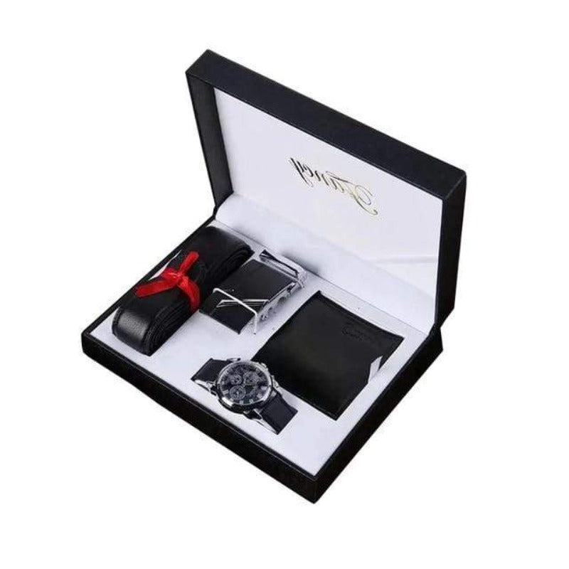 showroomcadeau Coffret montre en cuir Montre quartz ceinture en cuir avec portefeuilles style décontracté
