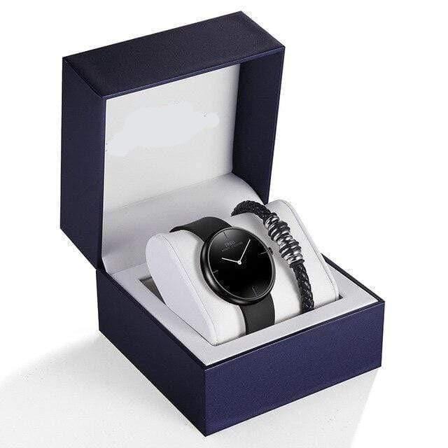 showroomcadeau Coffret montre en cuir Noir Ensemble de montres pour hommes