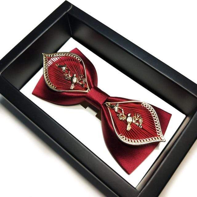 showroomcadeau Cravate homme Or/Bordeaux Nœud papillon en soie,accessoires de mode pour homme