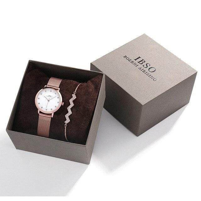 showroomcadeau Ensemble bijoux Femme B3623RG-SL018RG-B6 Coffret Cadeau Montres Bracelet femmes