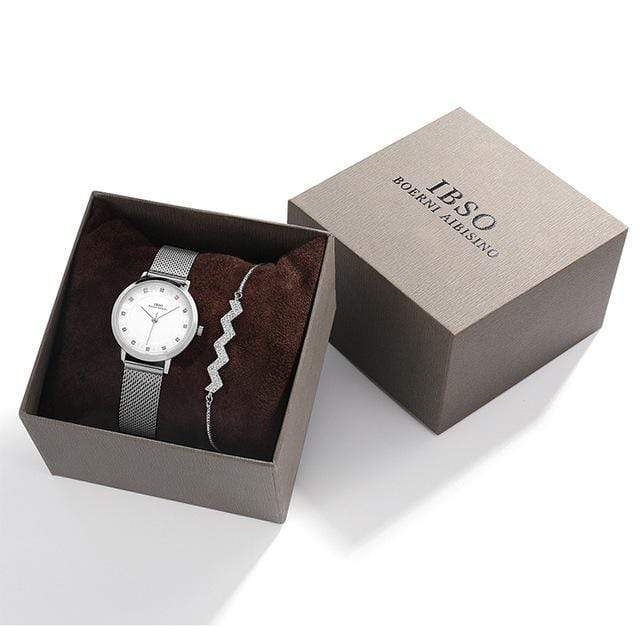 showroomcadeau Ensemble bijoux Femme B3623SR-SL018SR-B6 Coffret Cadeau Montres Bracelet femmes