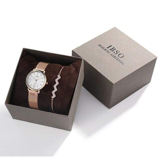 showroomcadeau Ensemble bijoux Femme B3626SR-SL018SR-B6 Coffret Cadeau Montres Bracelet femmes
