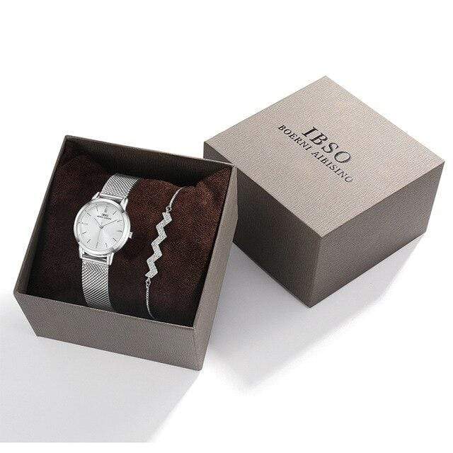 showroomcadeau Ensemble bijoux Femme B3630SR-SL018SR-B6 Coffret Cadeau Montres Bracelet femmes