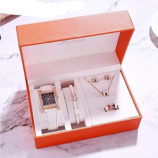 showroomcadeau Ensemble bijoux Femme Blanc/ Bleu 6PCS Montres Bracelet ensemble 2020 Fashion mode femmes
