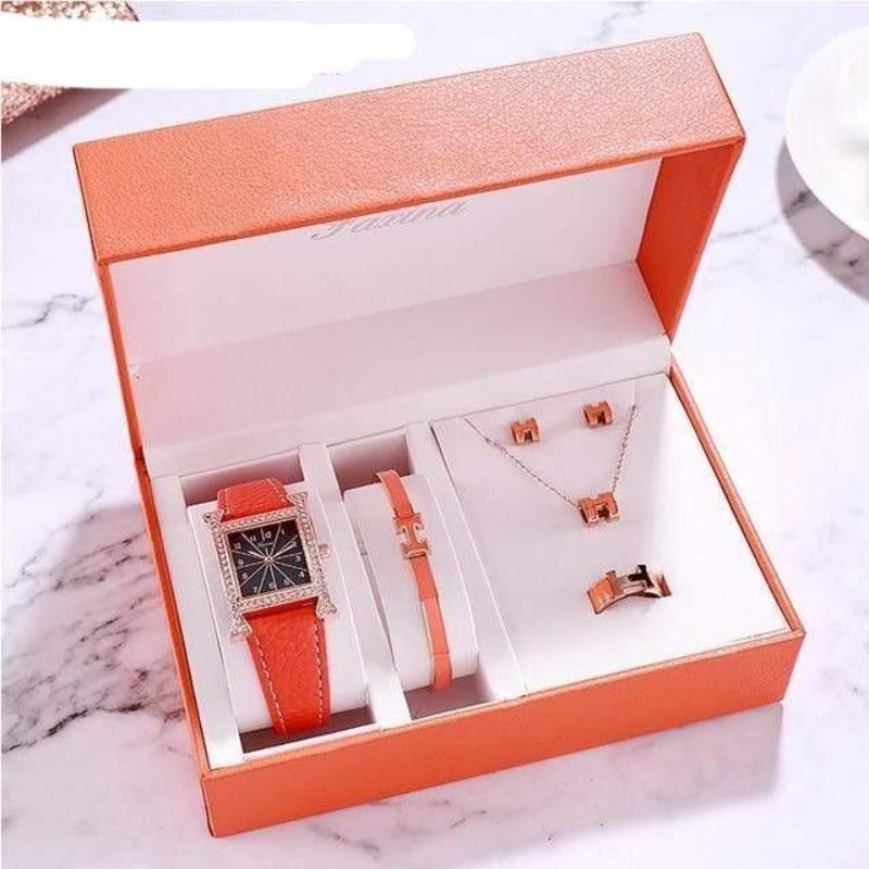 showroomcadeau Ensemble bijoux Femme Orange 6PCS Montres Bracelet ensemble 2020 Fashion mode femmes