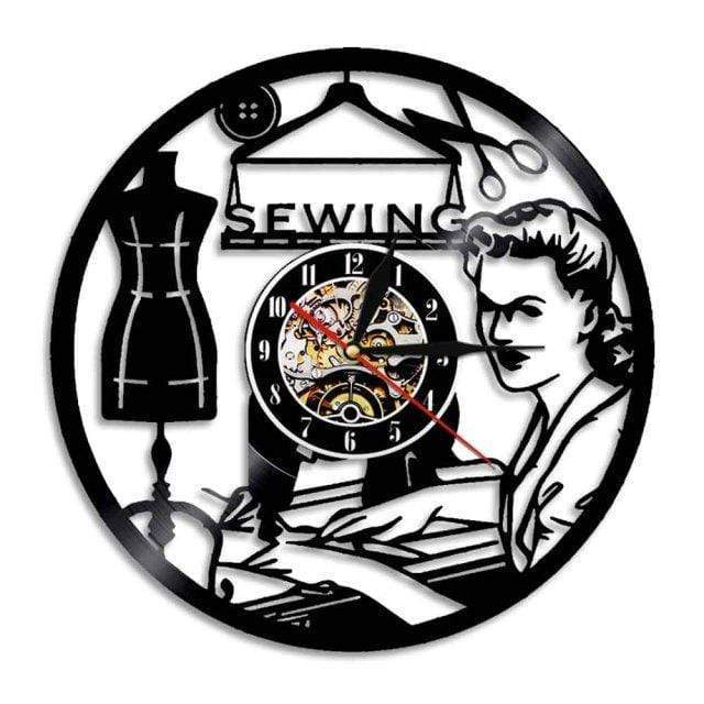 showroomcadeau Horloge murale LED 8 / Noir Hairclock-Horloge murale sur mesure couturière