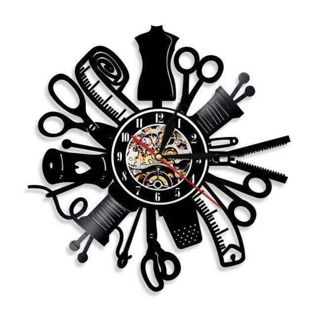 showroomcadeau Horloge murale LED / Noir Hairclock-Horloge murale sur mesure couturière