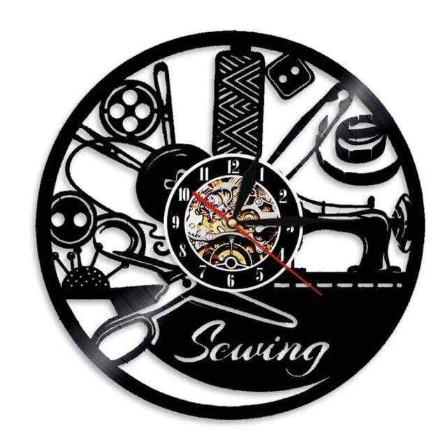 showroomcadeau Horloge murale t LED 7 / Noir Hairclock-Horloge murale sur mesure couturière