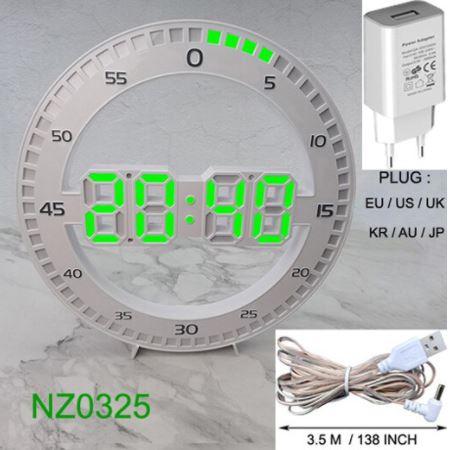 showroomcadeau Horloge numérique LED blanche et verte Loza-Horloge murale numérique à LED