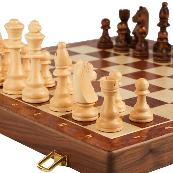 showroomcadeau Jeu d'échecs Jeu d'échecs pliant en bois pièces en bois massif