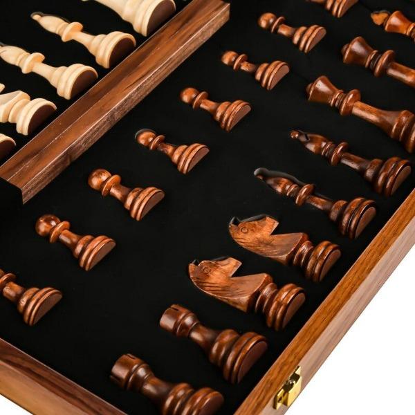 showroomcadeau Jeu d'échecs Jeu d'échecs pliant en bois pièces en bois massif