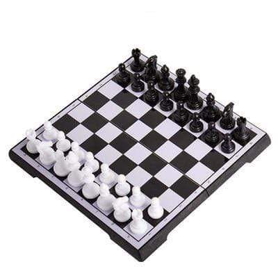 showroomcadeau Jeu d'échecs Noir Blanc 19cm Jeu d'échecs en plastique magnétique