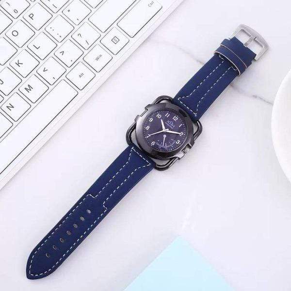 showroomcadeau montre-Bracelet Montre en cuir portefeuille boutons de manchette stylo à bille porte-clés, coffret cadeau homme