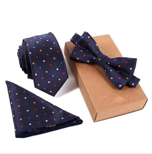 showroomcadeau Noeud papillon Bleu Ensemble de cravates solides pour hommes