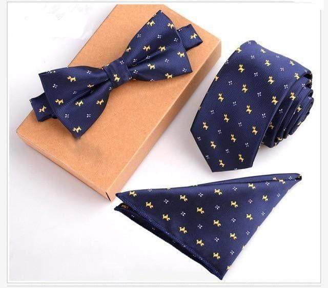 showroomcadeau Noeud papillon Bleu/Orange Ensemble de cravates solides pour hommes