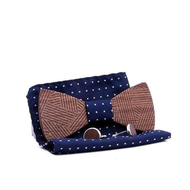 showroomcadeau Noeud papillon Nœud papillon en bois rayé,boutons de manchette