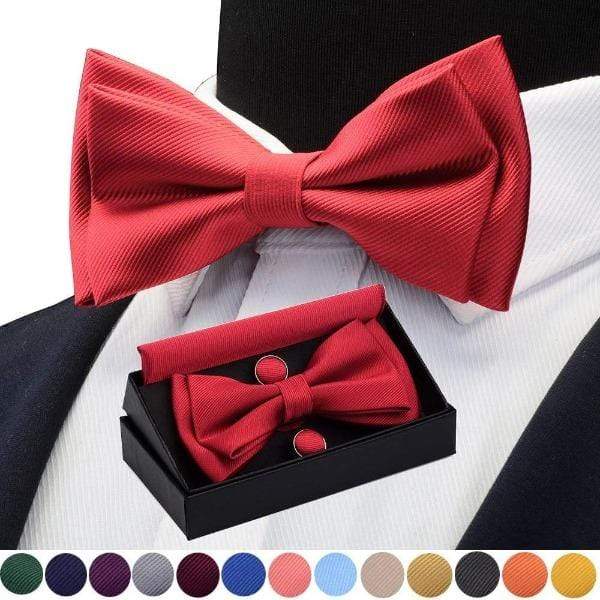 showroomcadeau Noeud papillon Nœud papillon poche boutons de manchette carrés ensemble boîte cadeau