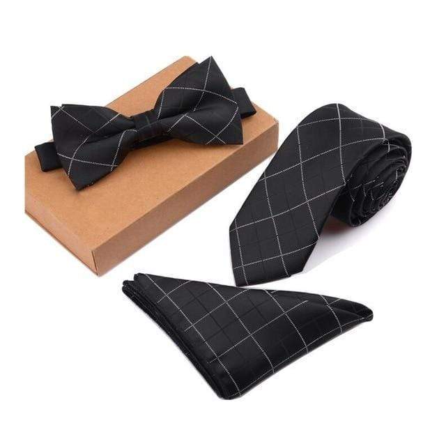 showroomcadeau Noeud papillon Noir/Blanc Ensemble de cravates solides pour hommes