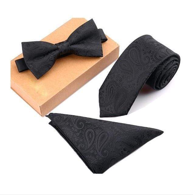 showroomcadeau Noeud papillon Noir/Café Ensemble de cravates solides pour hommes