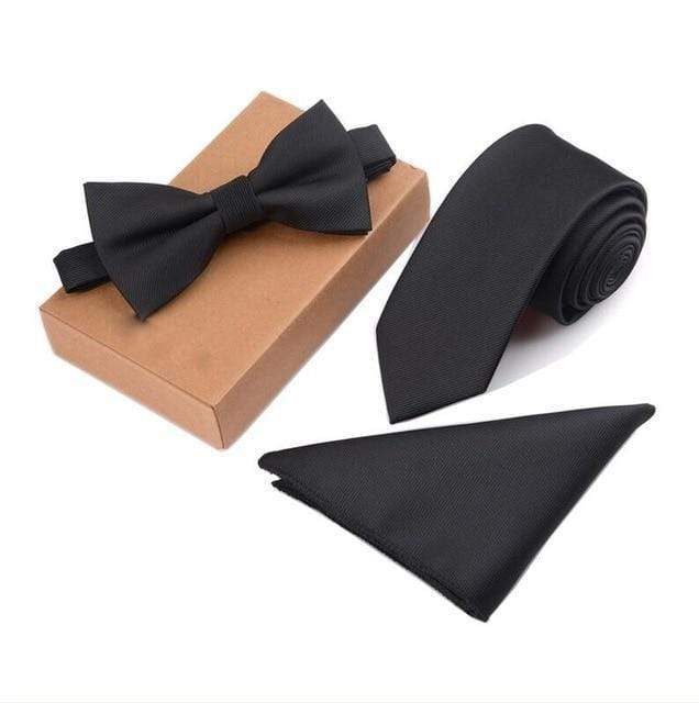 showroomcadeau Noeud papillon Noir/Noir Ensemble de cravates solides pour hommes