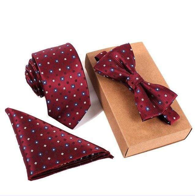 showroomcadeau Noeud papillon Rouge/Blanc Ensemble de cravates solides pour hommes