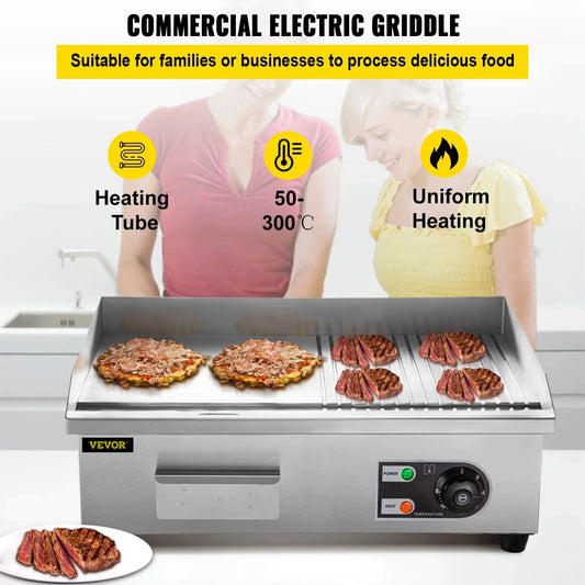 Cadeau showroom 55cm x 42cm inox Plancha électrique 1600 W/3200 W
