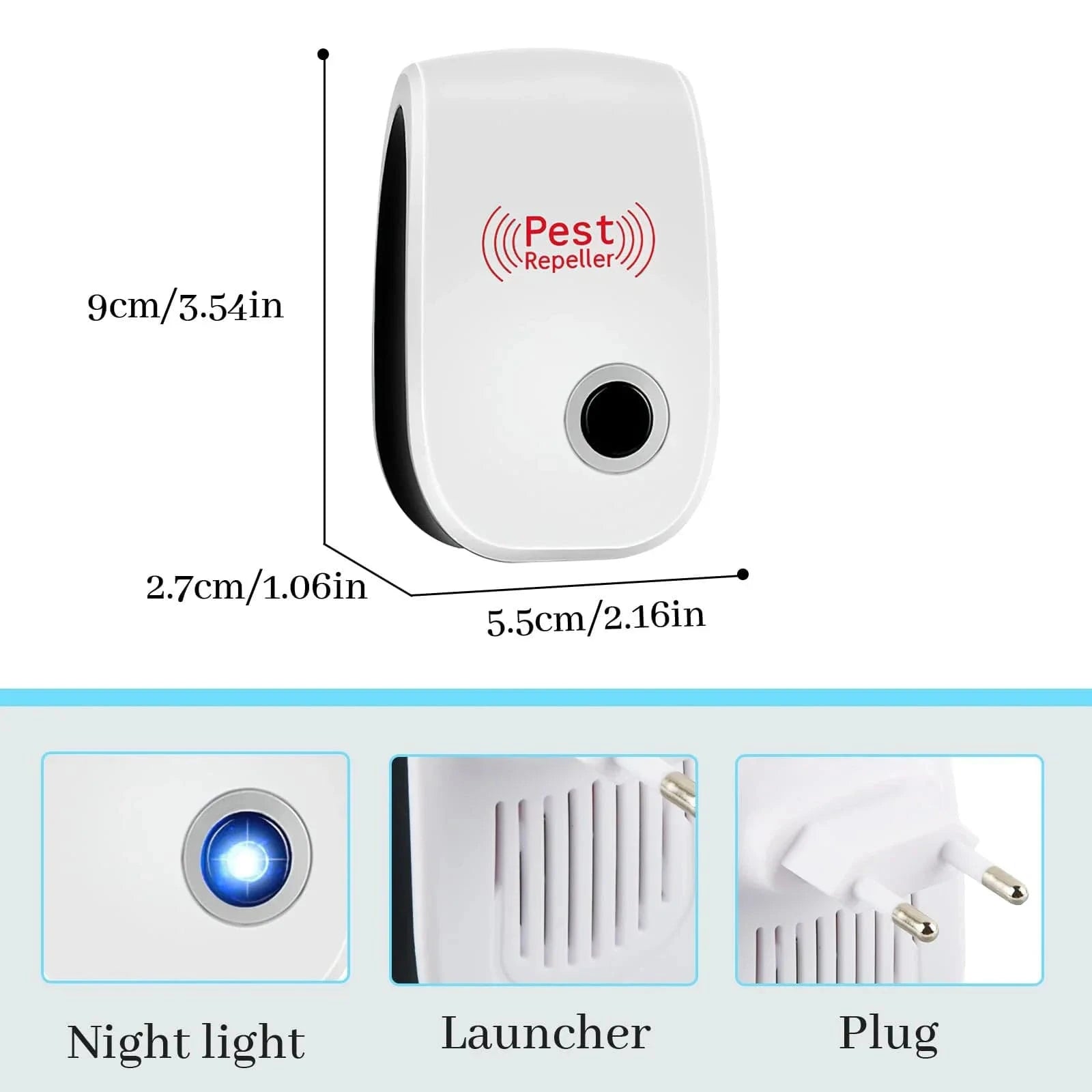 Cadeau showroom anti moustiques Blanc x 2pcs Répulsifs électriques à ultrasons anti-moustiques