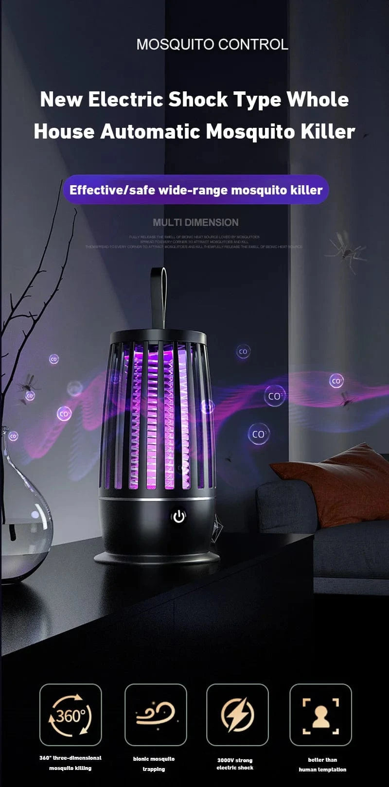 Cadeau showroom anti moustiques Lampe anti-moustiques silencieuse et puissante