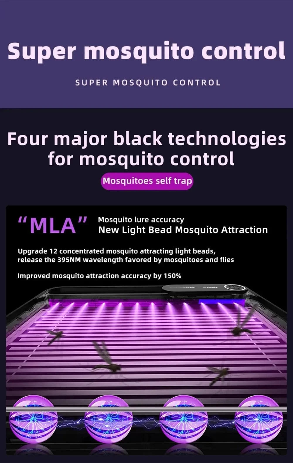 Cadeau showroom anti moustiques Noir rechargeable Lampe anti-moustiques 1500 V rechargeable