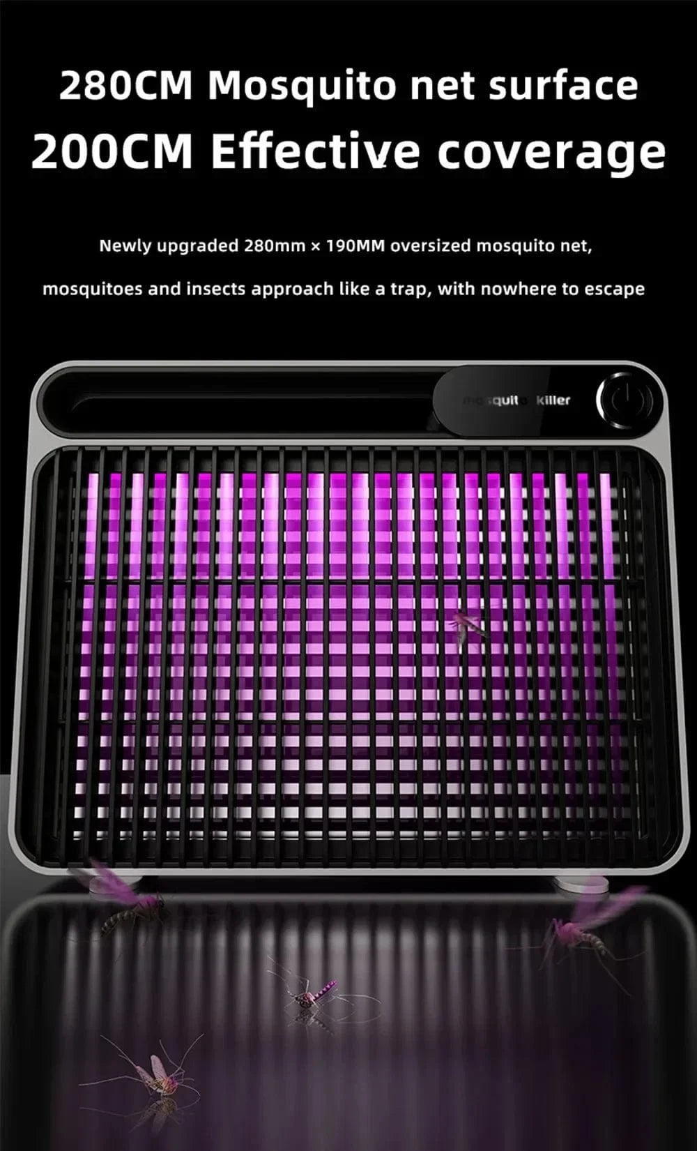 Cadeau showroom anti moustiques Noir rechargeable Lampe anti-moustiques 1500 V rechargeable
