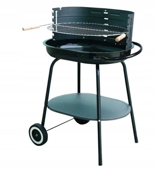 Cadeau showroom barbecue Barbecue de jardin ovale avec étagère à roulettes