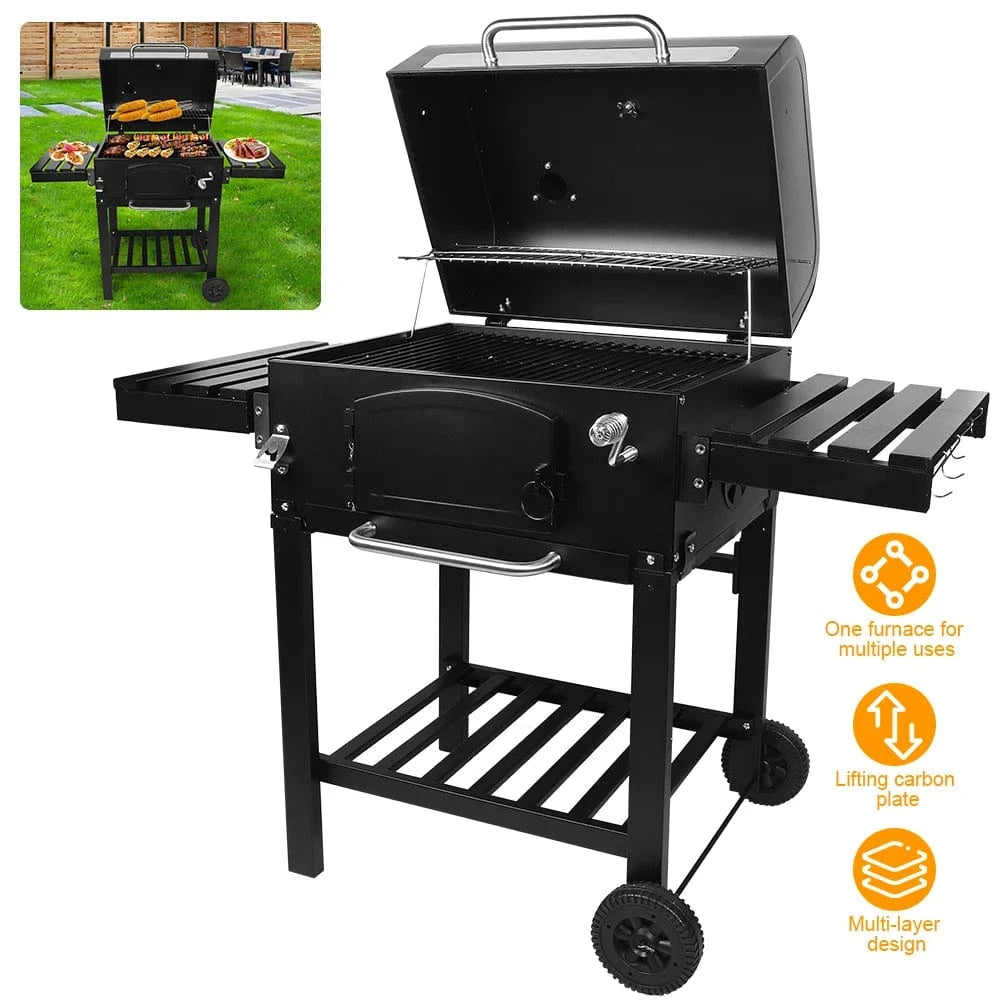 Cadeau showroom barbecue Noir Barbecue à roulettes pour camping en plein air
