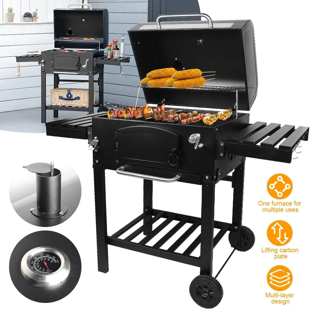 Cadeau showroom barbecue Noir Barbecue à roulettes pour camping en plein air