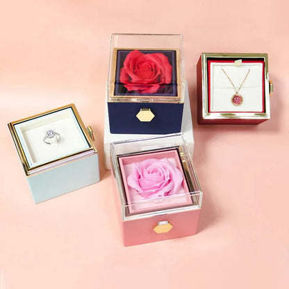 Cadeau showroom Boîte-cadeau rose rotative et présentoir à bijoux